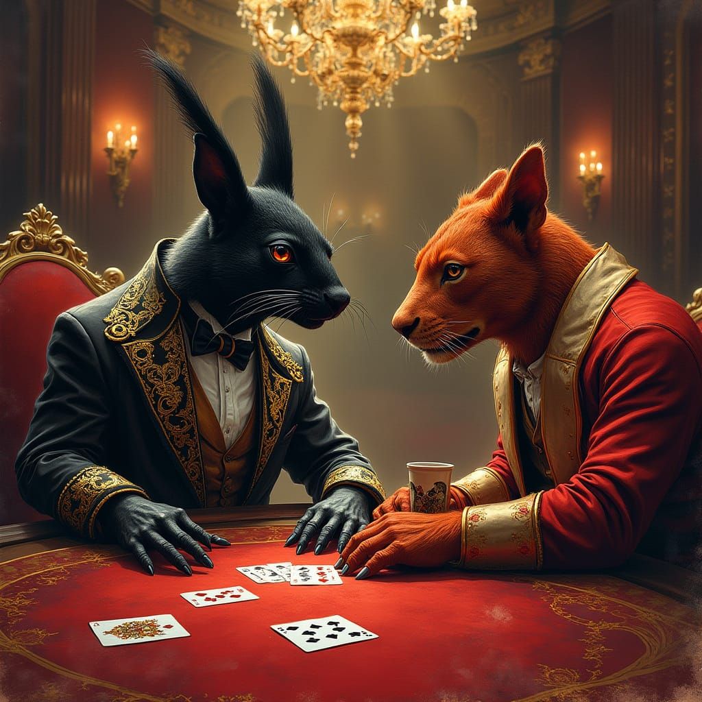 High-Stakes Poker Game in Film Noir Style