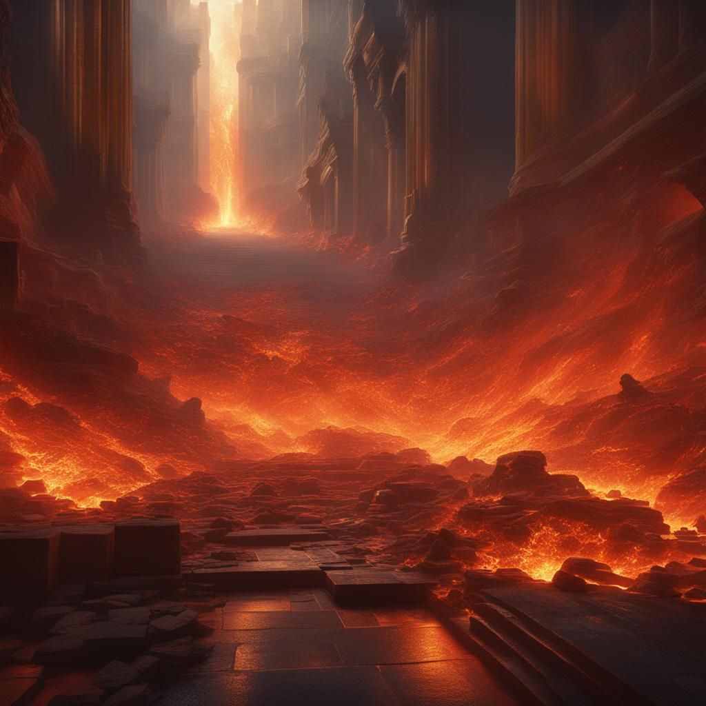 Dramatic Inferno Scene in 16th Century Style