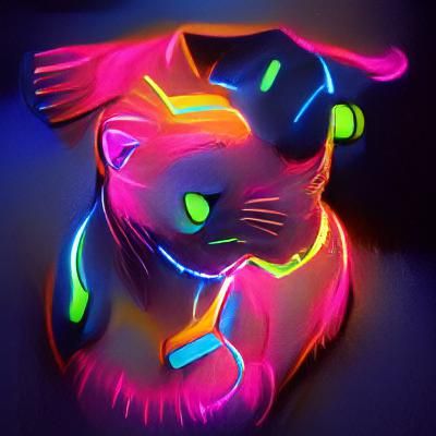 Colorful Glowing Neon Cat Illustration