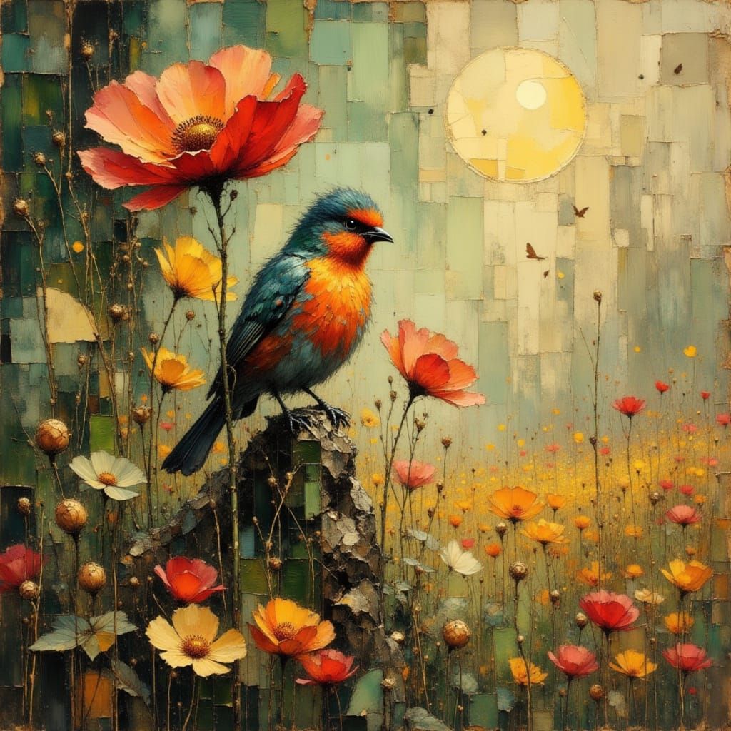 Vibrant Spring Emerges From Winter, Oil and Watercolor