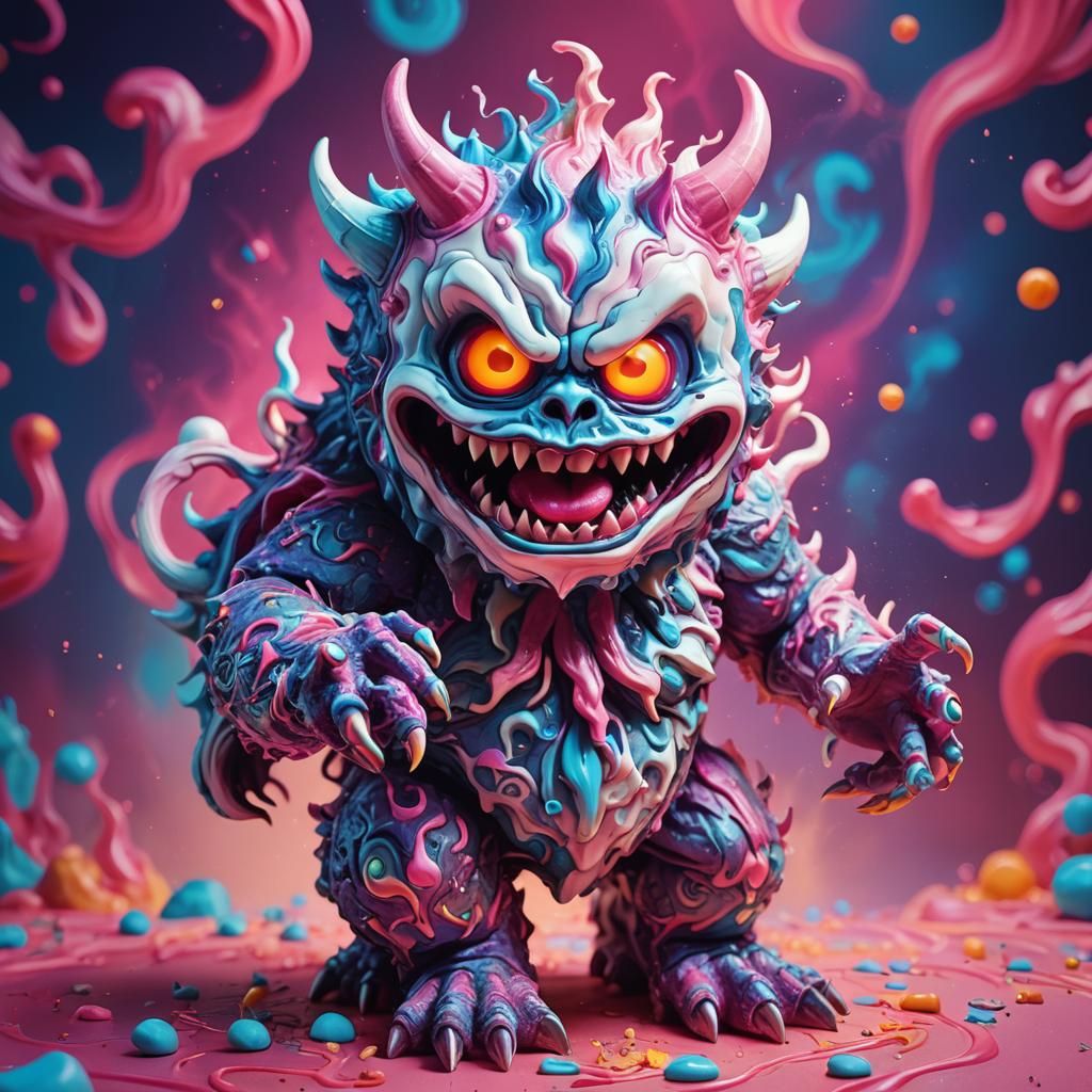 Menacing Marshmallow Demon in Pop Art Style