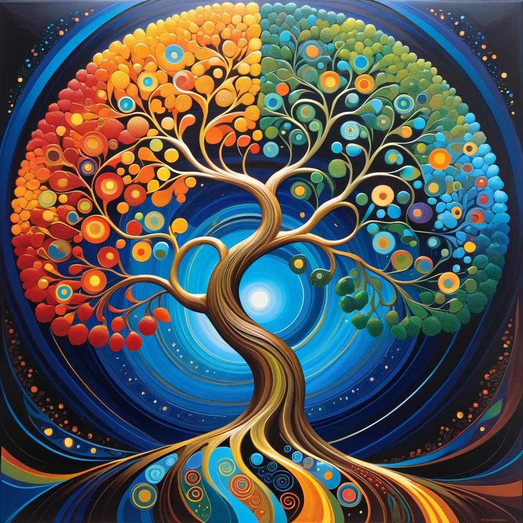 Abstract Tree of Life with Biomorphic Decorations