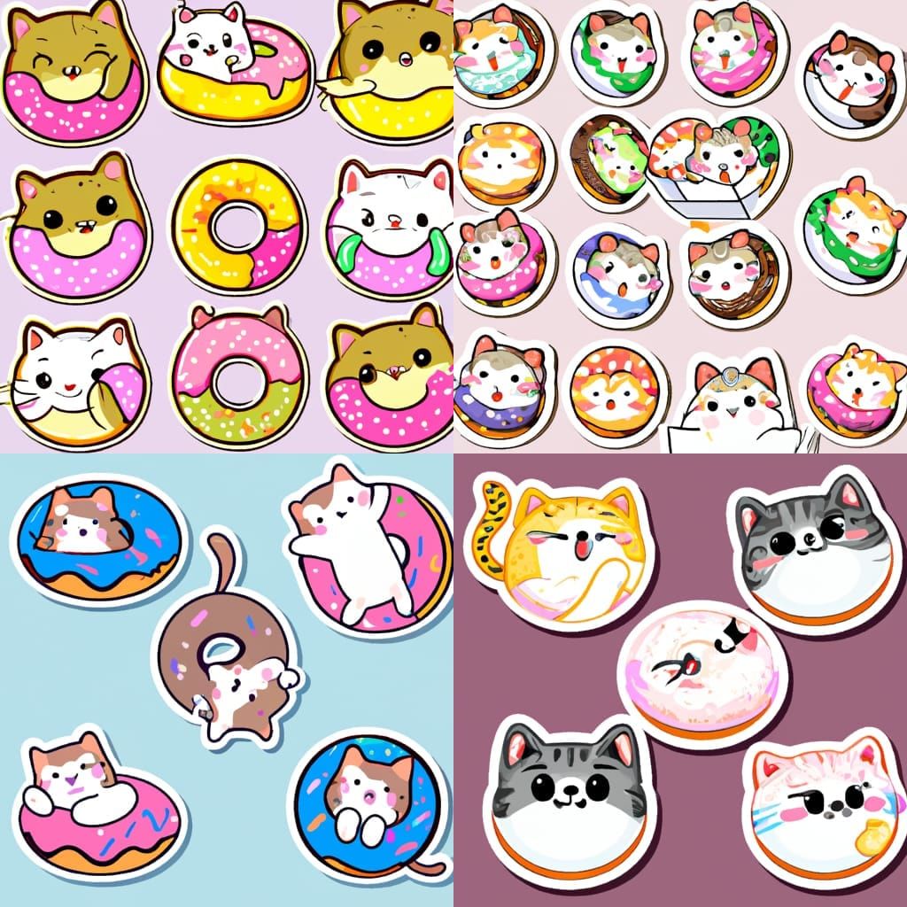 Cute Cat Doughnut Sticker Collection