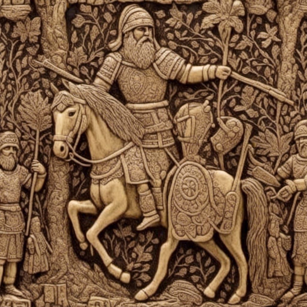 <lora:Scytian:1.0> <lora:Assyria:1.0> highly elaborate carvi...