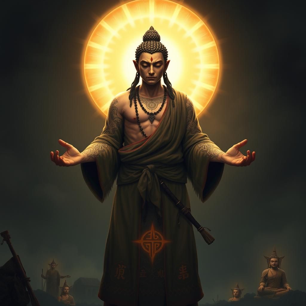 Post-Apocalyptic Warrior-Scholar in Japanese Art Style