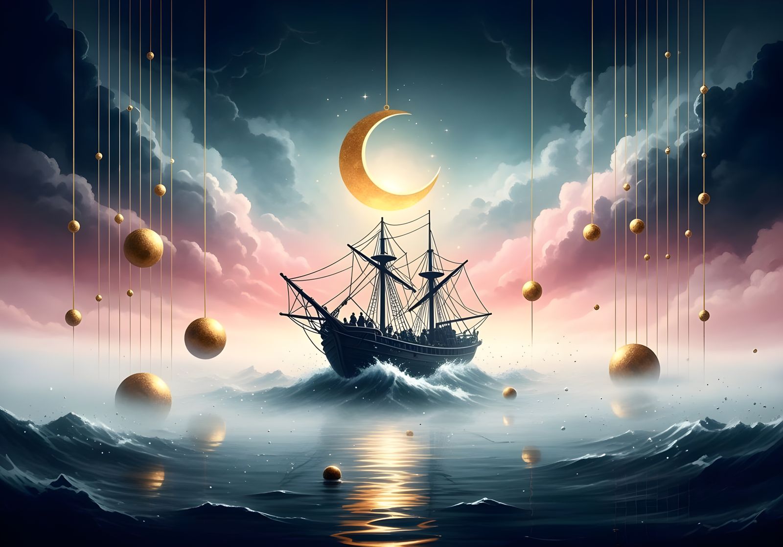 Stormy Seas Illuminated by Shadow-Light Effect