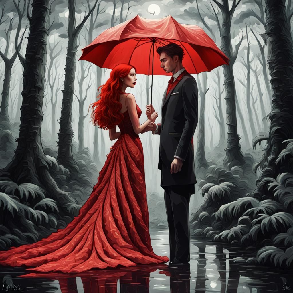 Selective color art red