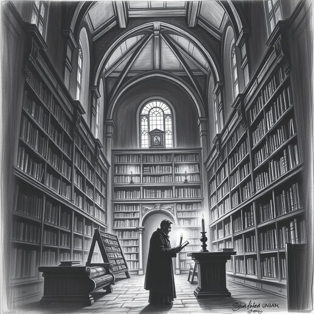 Ancient Library at Twilight