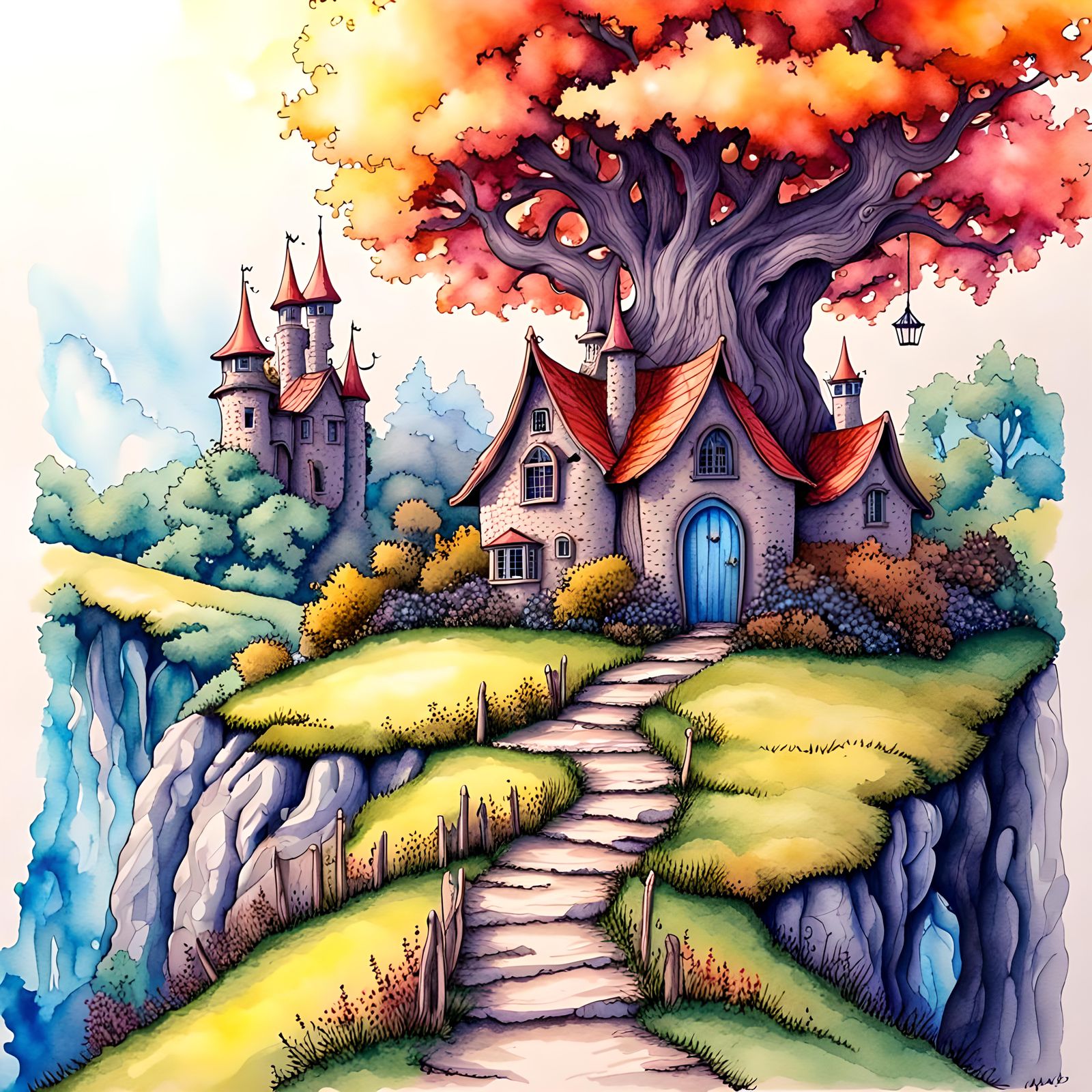 Fantasy fairy countryside, fantasy background, fantasy encha...