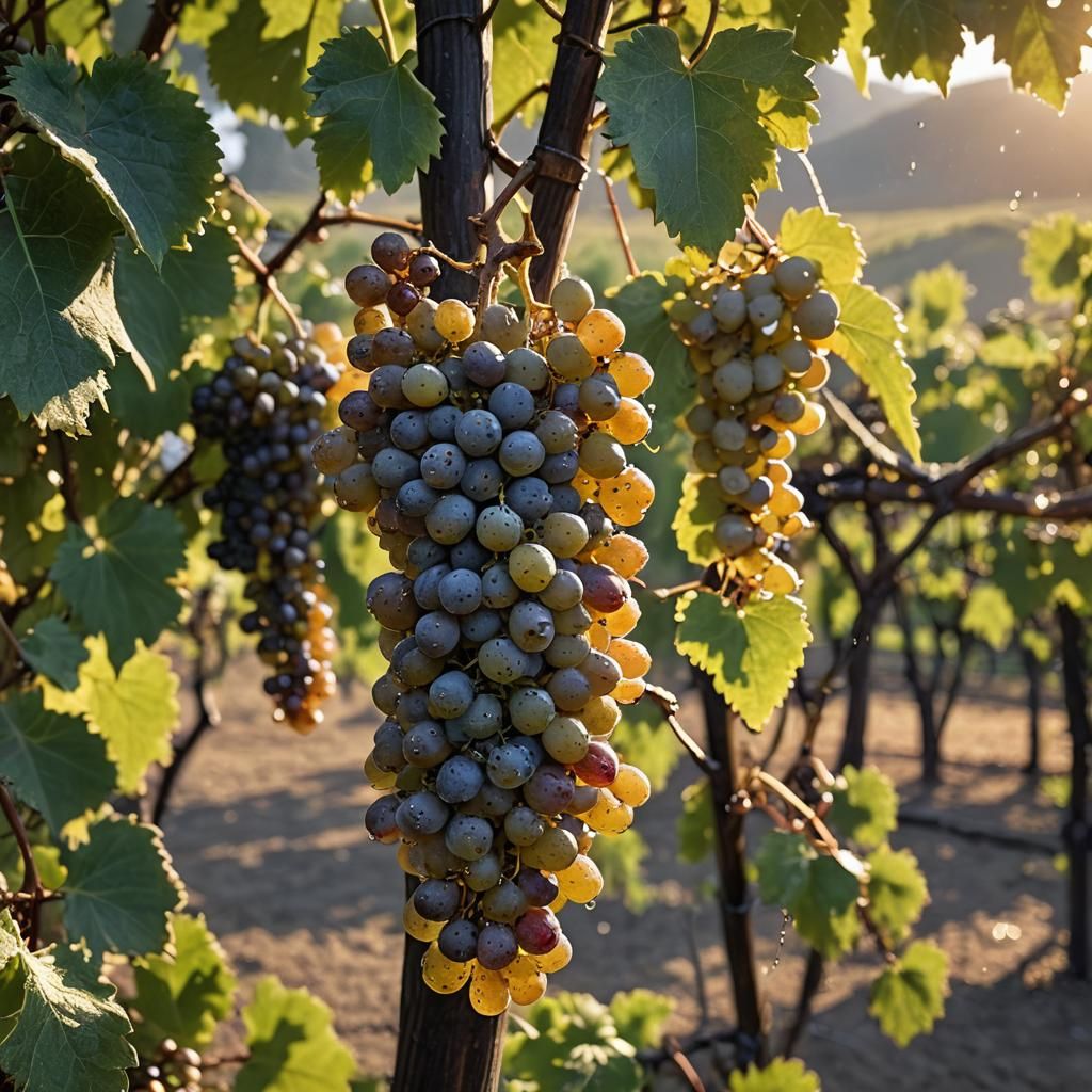 Golden Hour Mustang Grapes in Vineyard