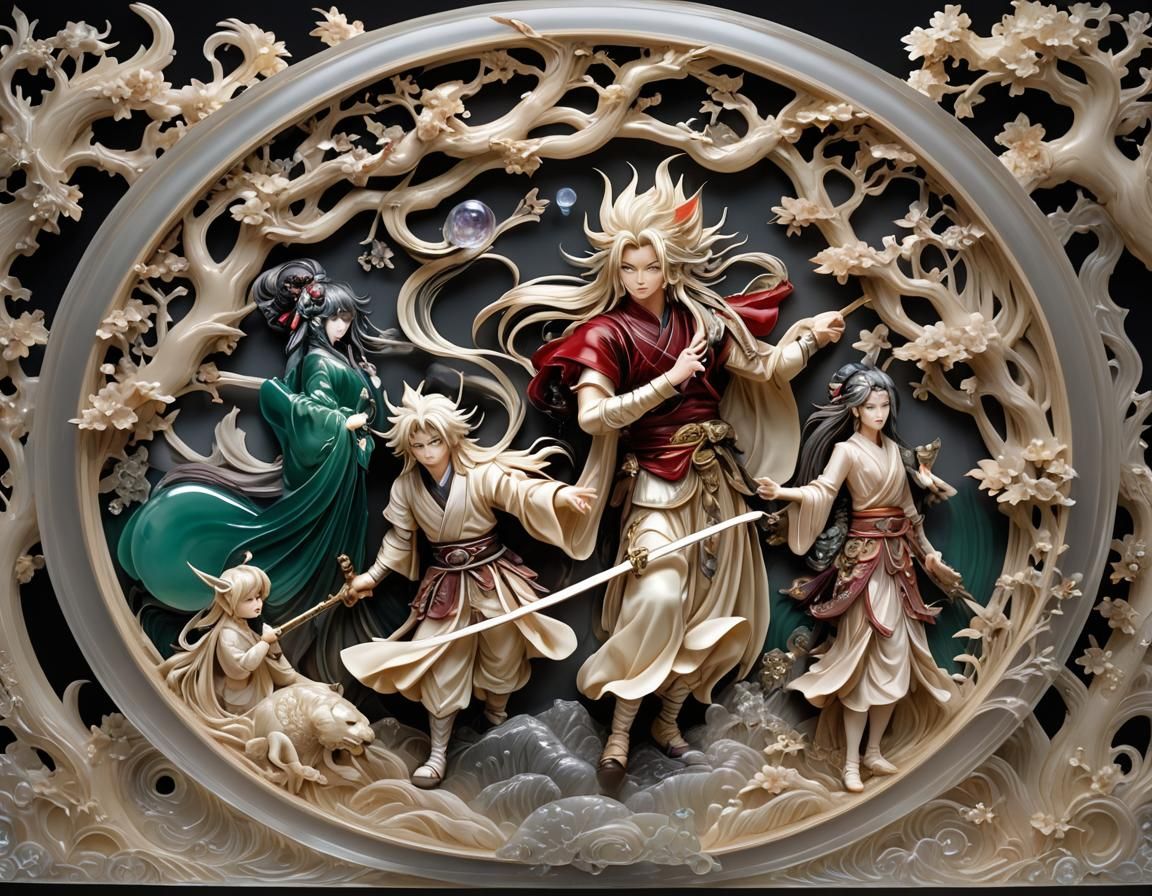 Fushigi Yuugi Characters in Asian-Style Gemstone Panel