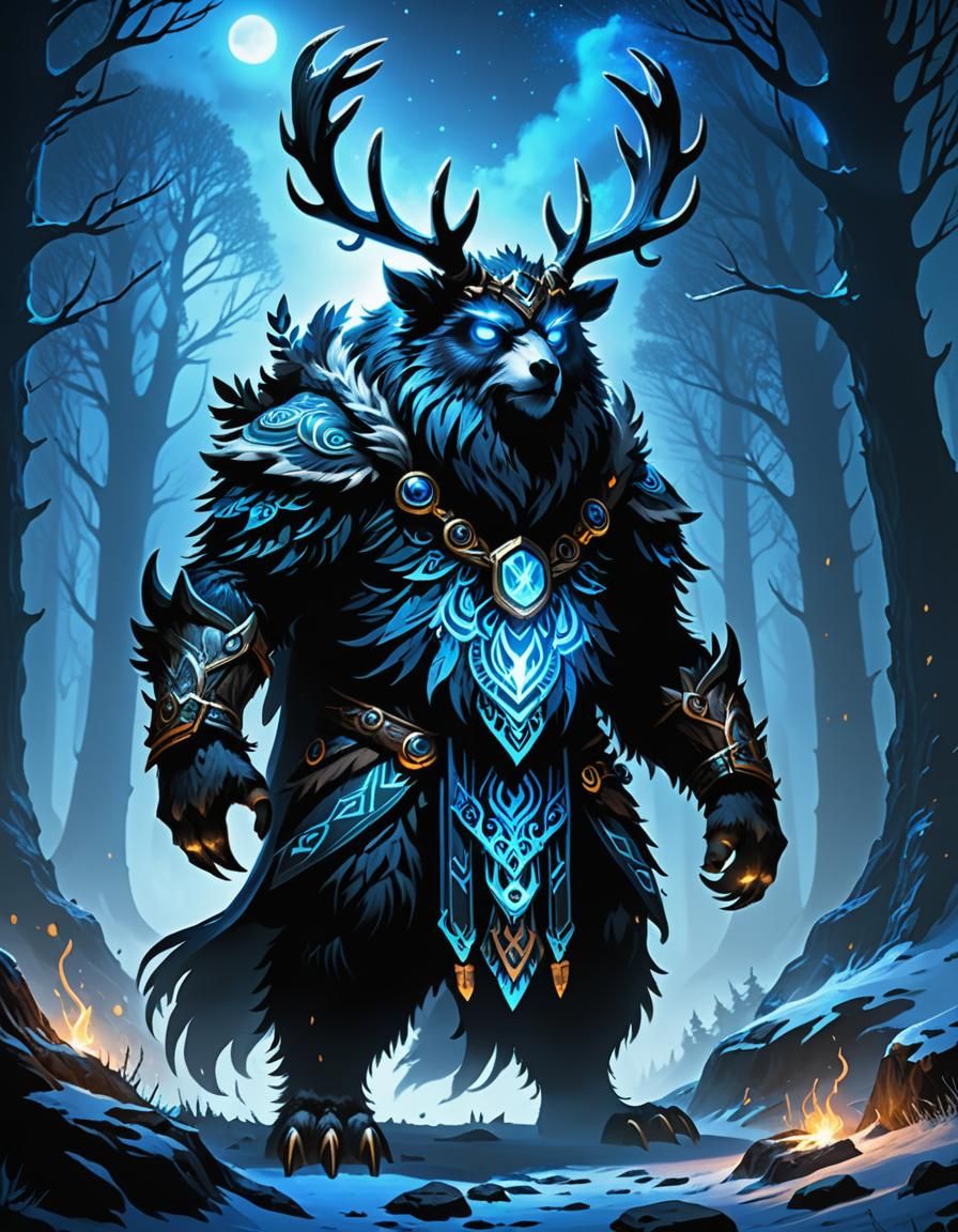Owlbear Druid with antlers