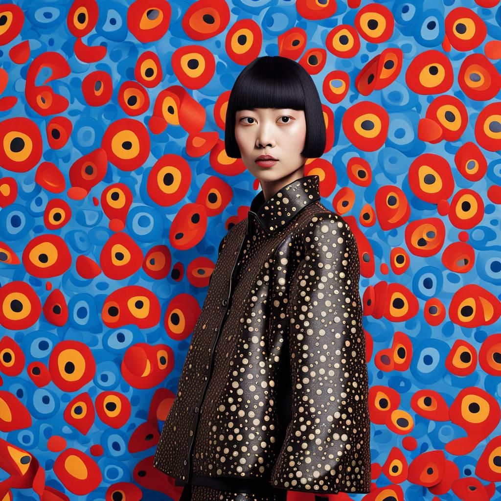 High Fashion Model in Kusama-Inspired Style