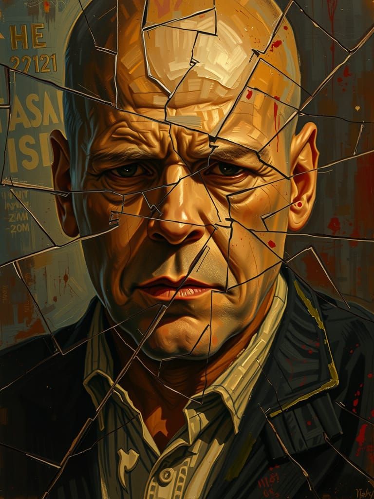 Bruce Willis as Fractured Impasto Oil Painting