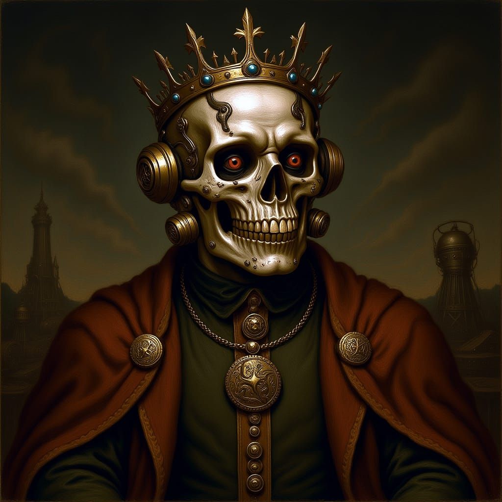 Mechanical Gothic Skull in Renaissance Attire