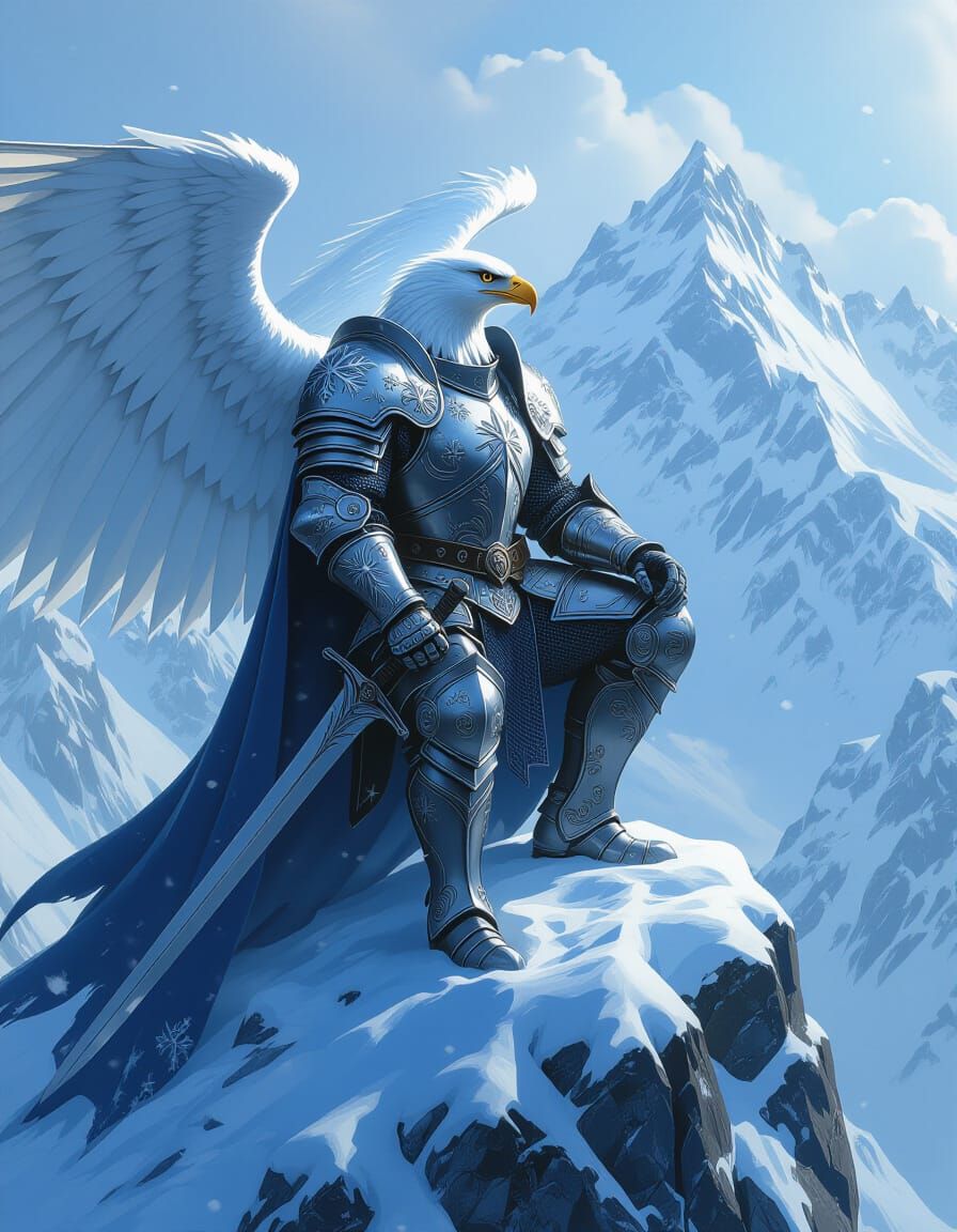 Eagle Knight Overlooking Winter Kingdom