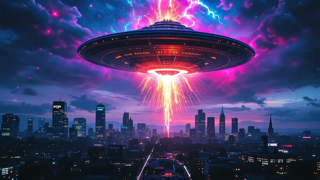 Futuristic Mothership Drops Energy Bomb in HD Photograph