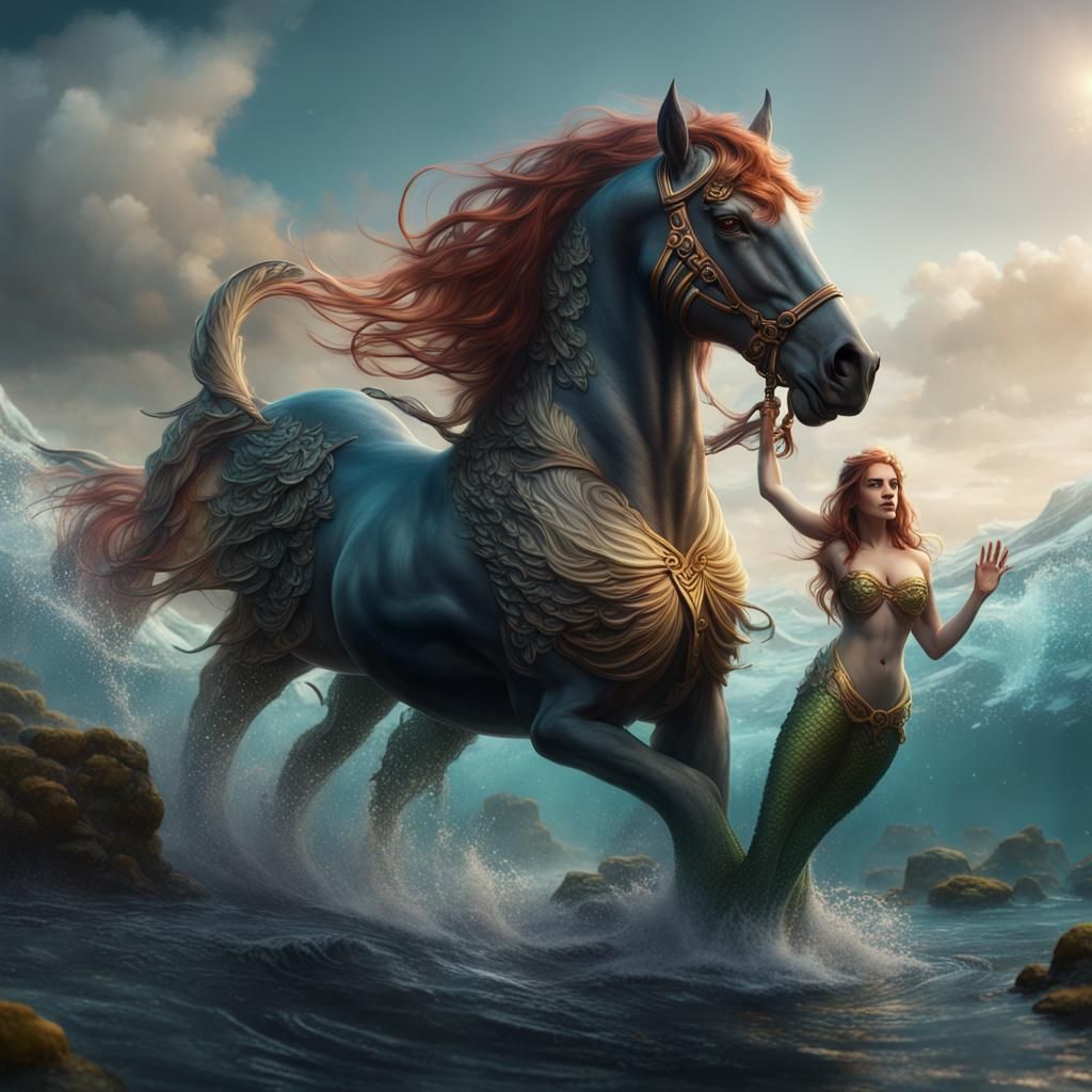Draft Horse Mermaid: Detailed Fantasy Art