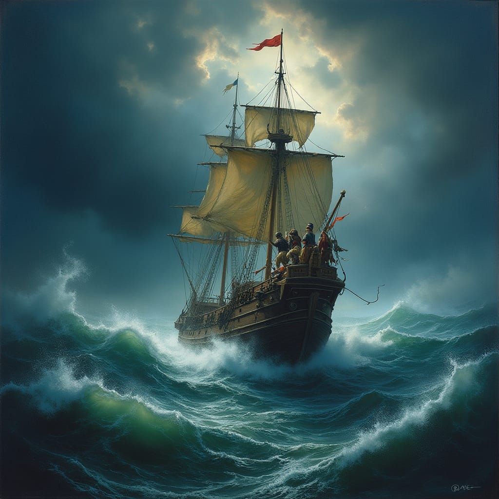 Stormy Seascape in Romantic Style