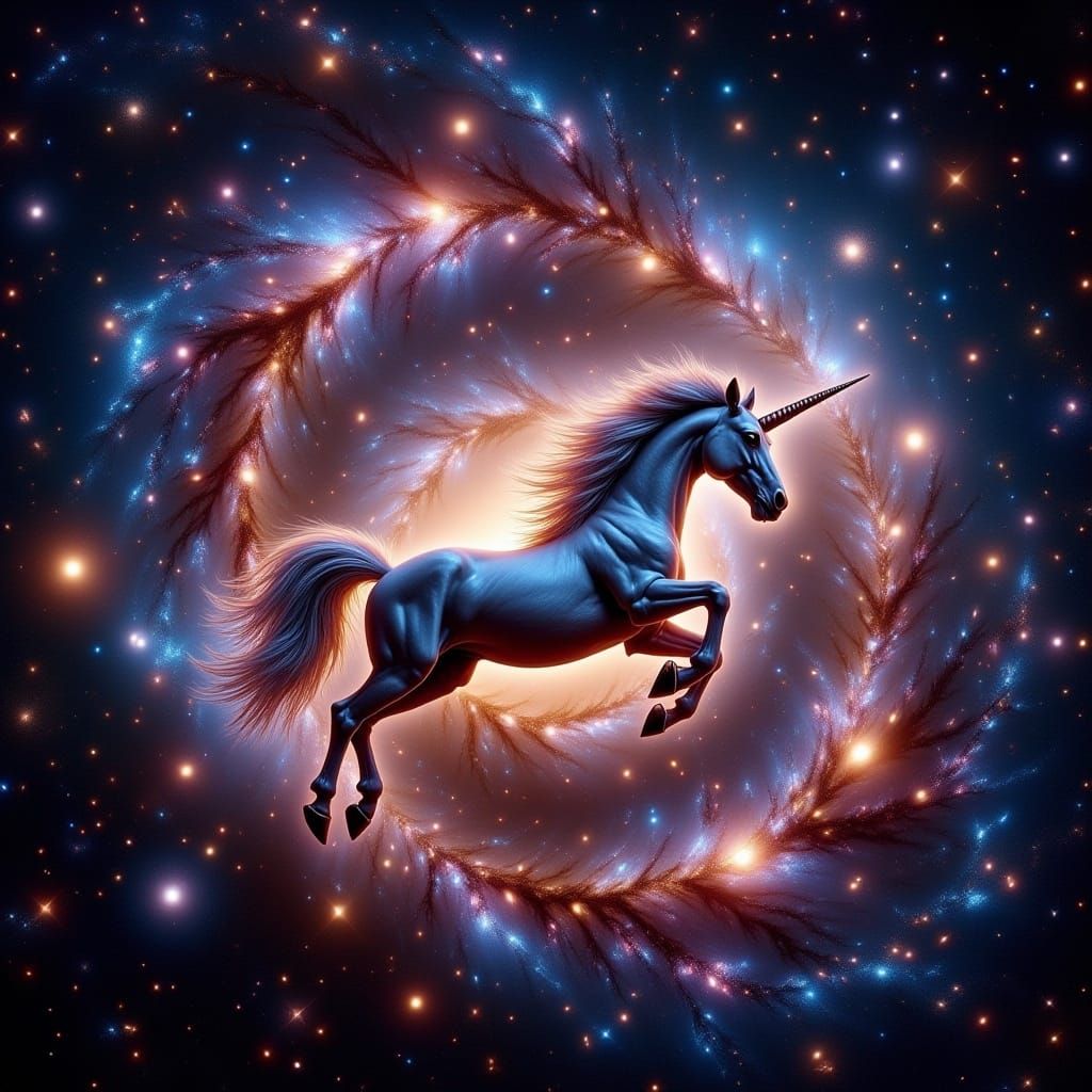 Unicorn Emerges from Nebula Dreamscape