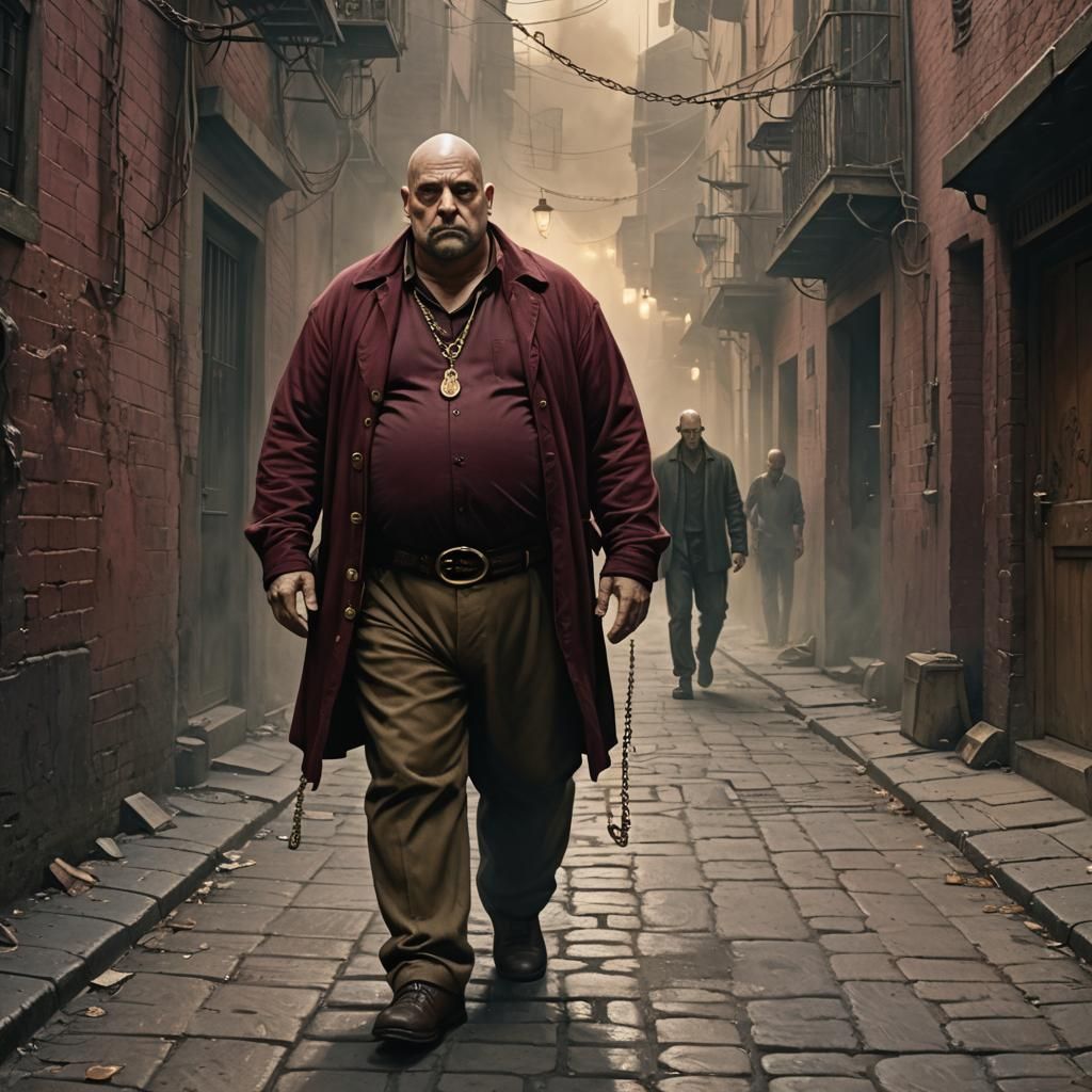 Dark Fantasy Man in Smoky Alleyway