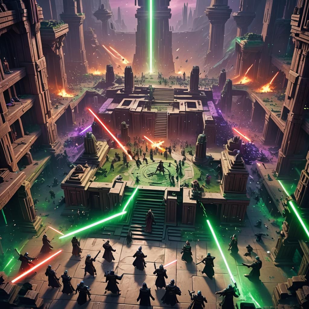 Epic Jedi vs Sith Battle in Ancient Temple