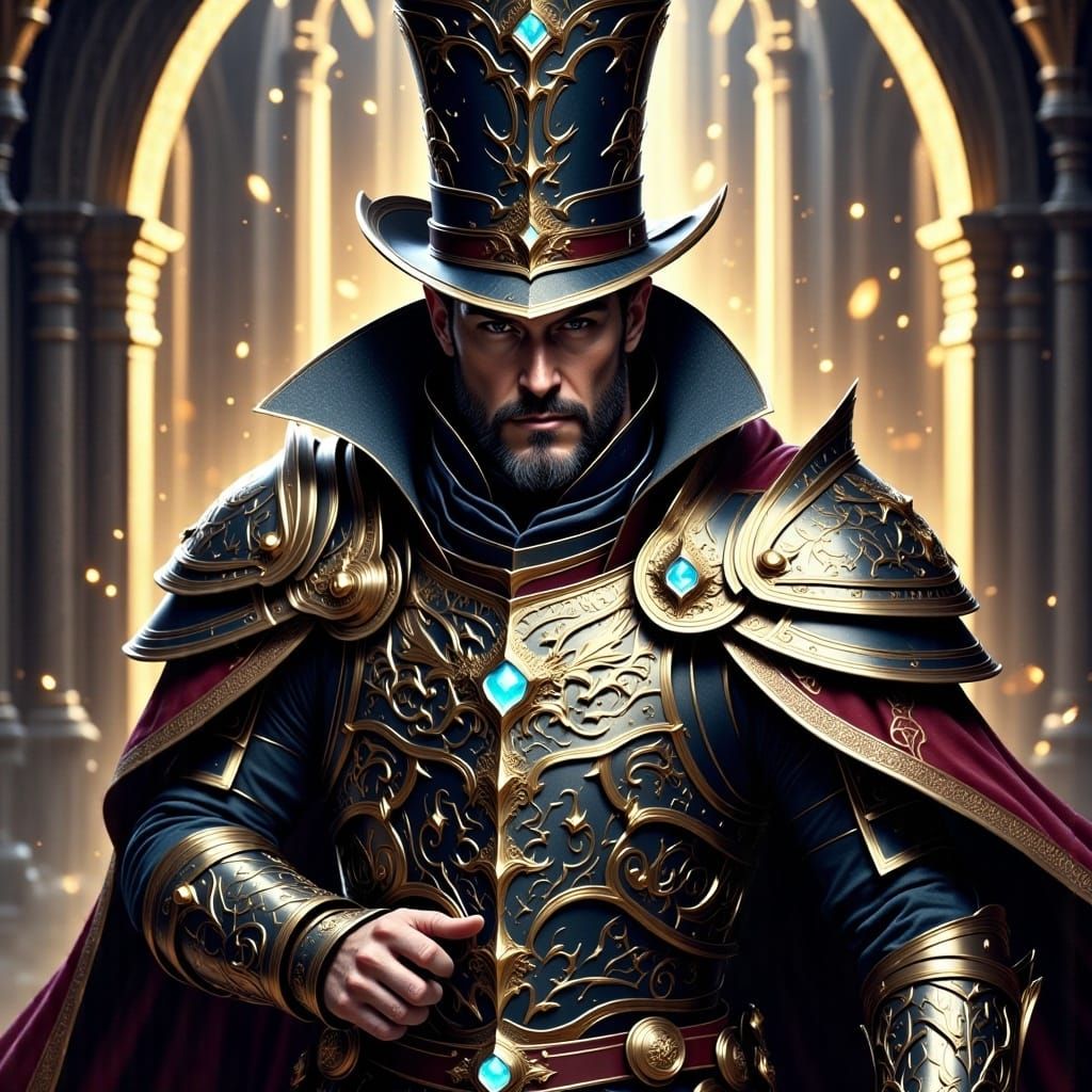 Steampunk Battlemage in Top Hat and Cape
