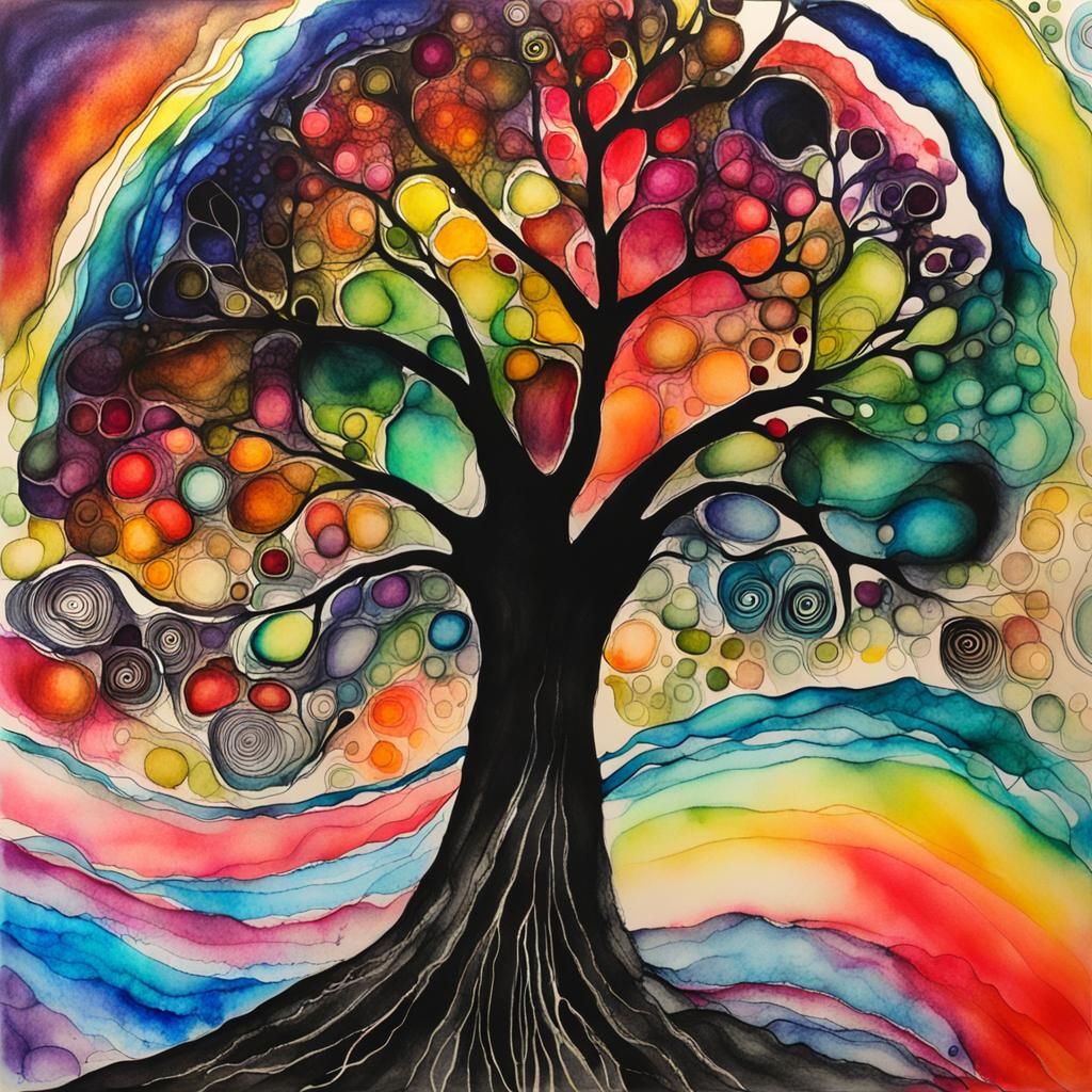 Colorful Neurographic Drawing with Organic Abstraction