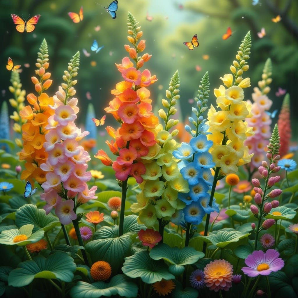 Whimsical Floral Dance in Vibrant Colors