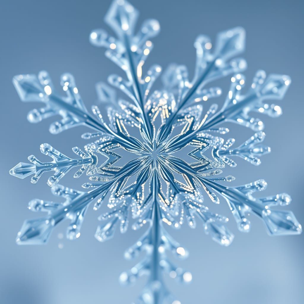 Hyperrealistic Close-Up of Intricate Snowflake Crystal