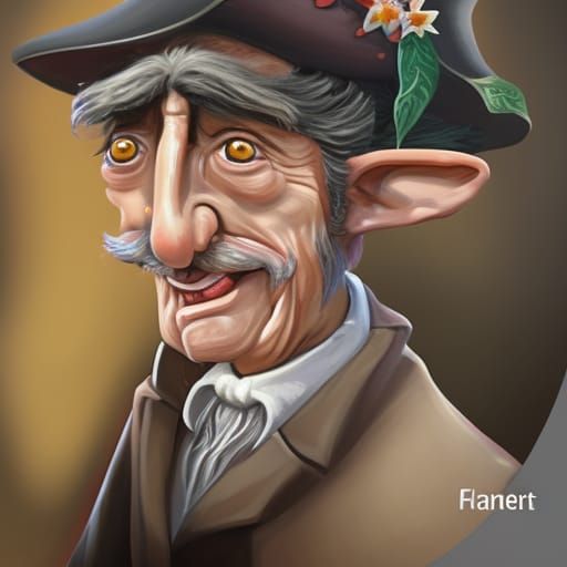 Elf Farmer Caricature in Surrealist Melting Style