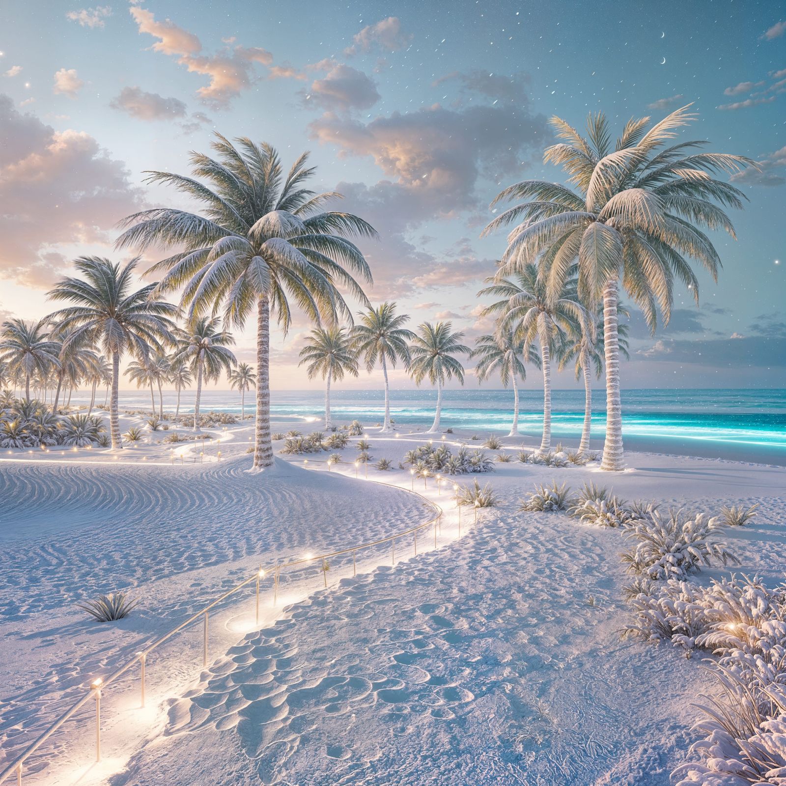 Bioluminescent Snowscape Concept Art