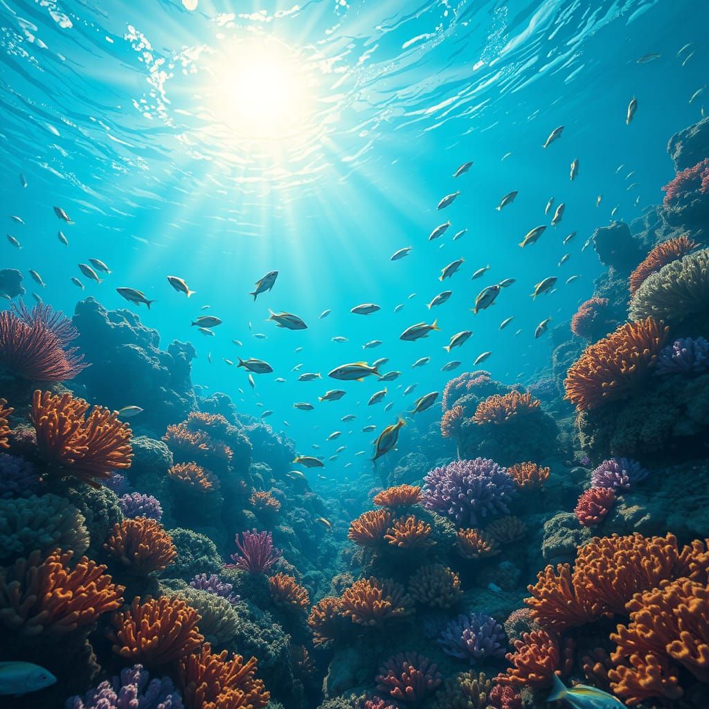 Vibrant Coral Reef Seascape in Ethereal Light