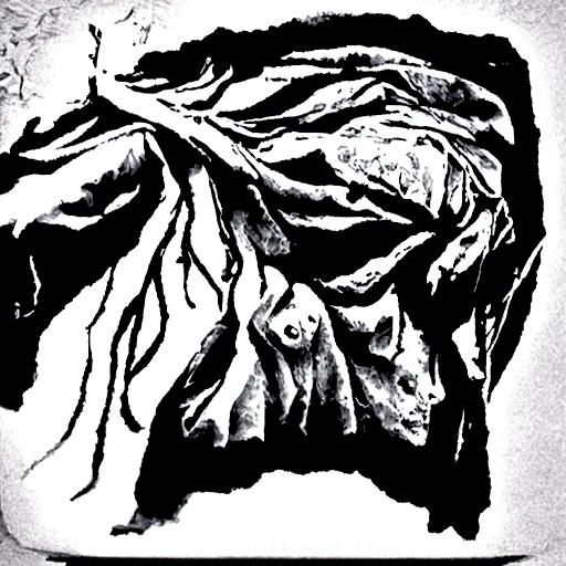 Haunting Witch on Plateau: Hyperdetailed Charcoal Drawing