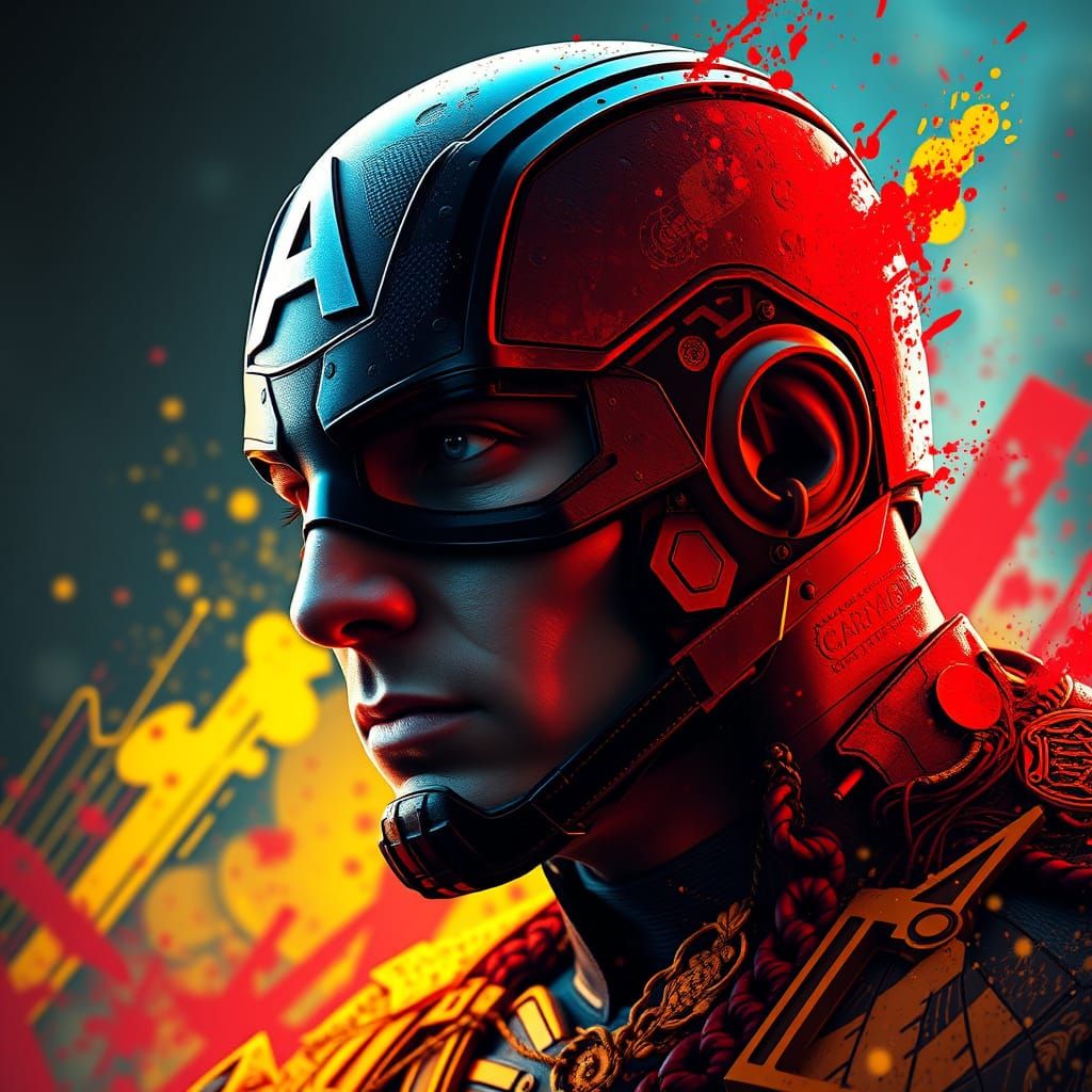 Captain America in Vibrant Graffiti Style