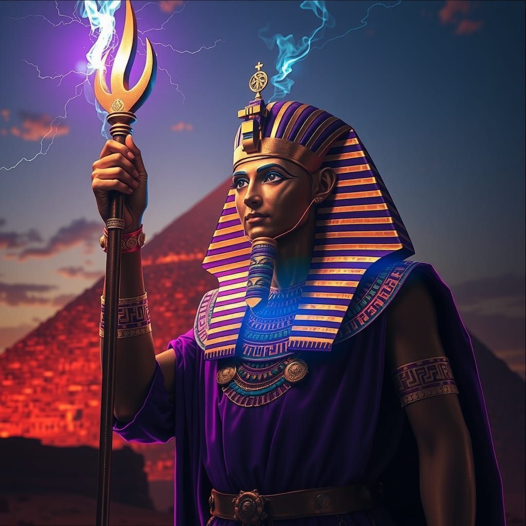 Egyptian Pharaoh Constructs Pyramid with Alien Powers