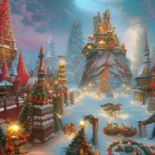 Detailed Christmas Wonderland Concept Art