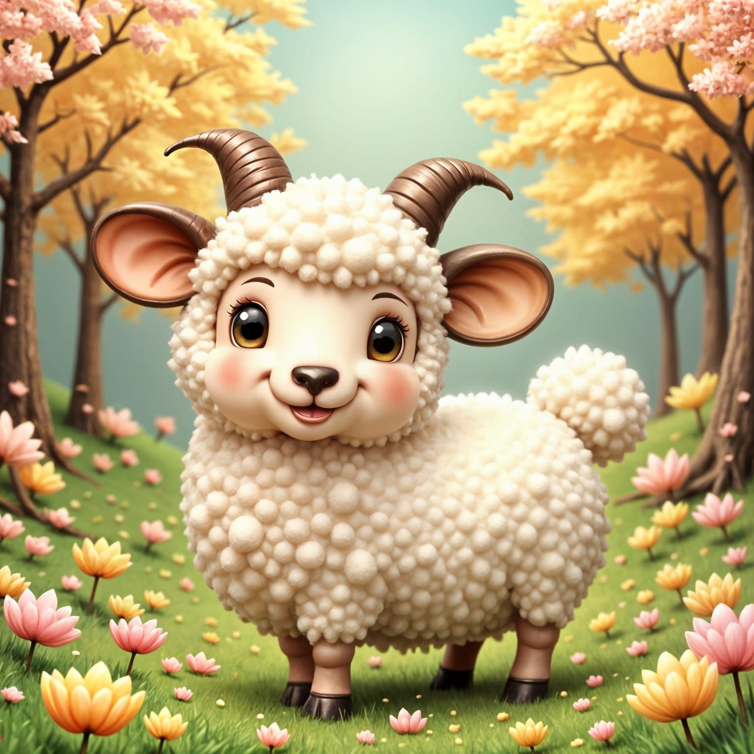 Cute Fluffy Sheep Buddies