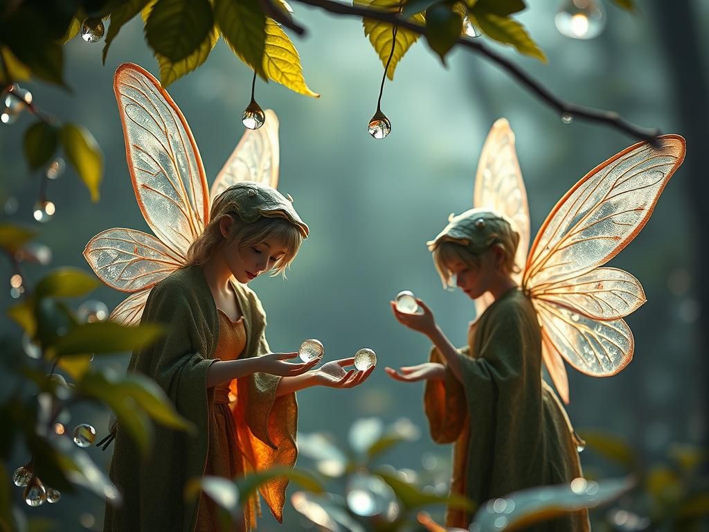 Fairies Collecting Dewdrops: Photorealistic 16K Octane Rende...