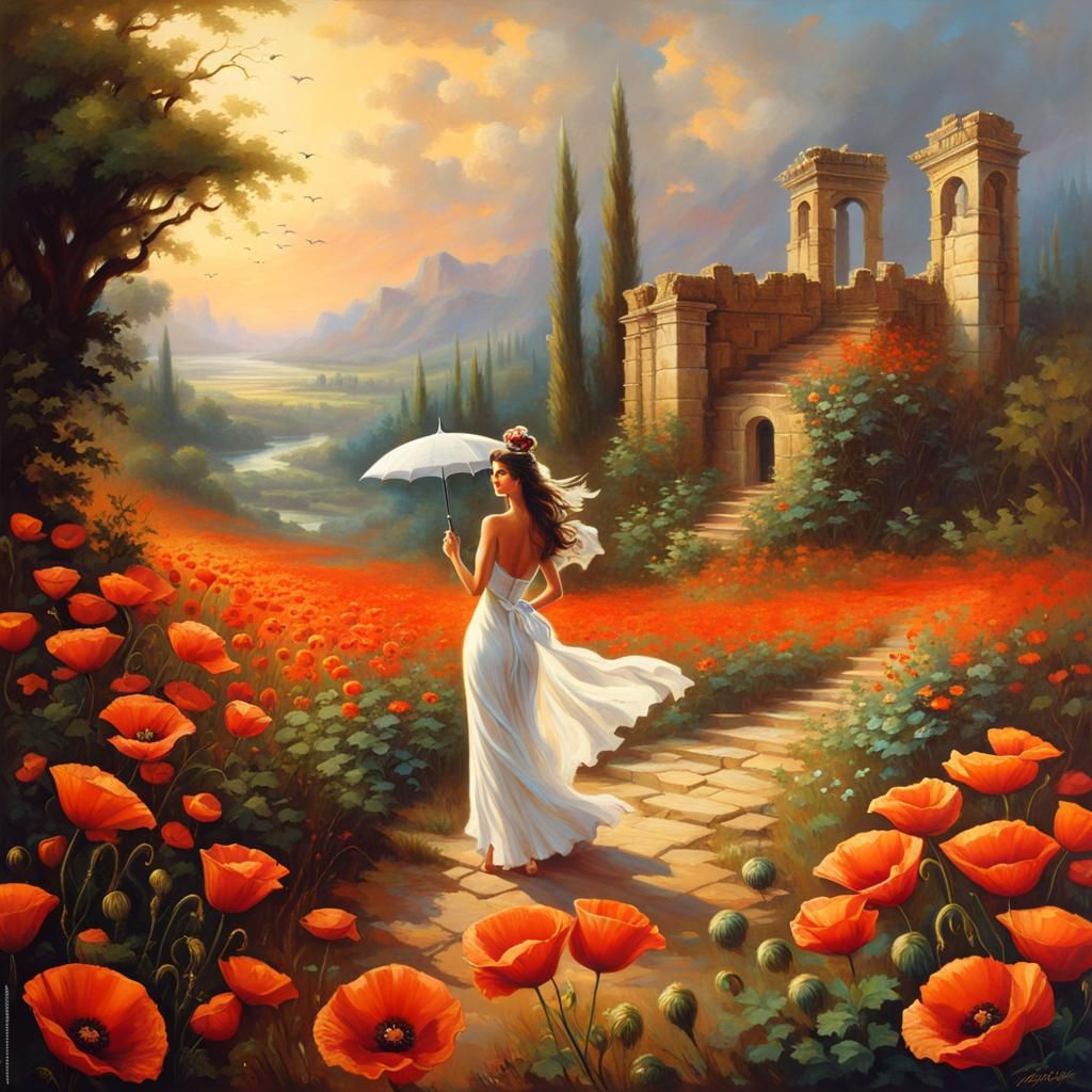 Poppy Field Wedding Dress: A Fantasy Art Piece