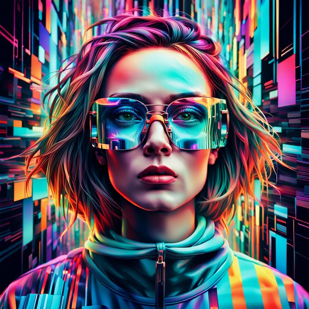 Glitch Art ( Woman With glasses )
