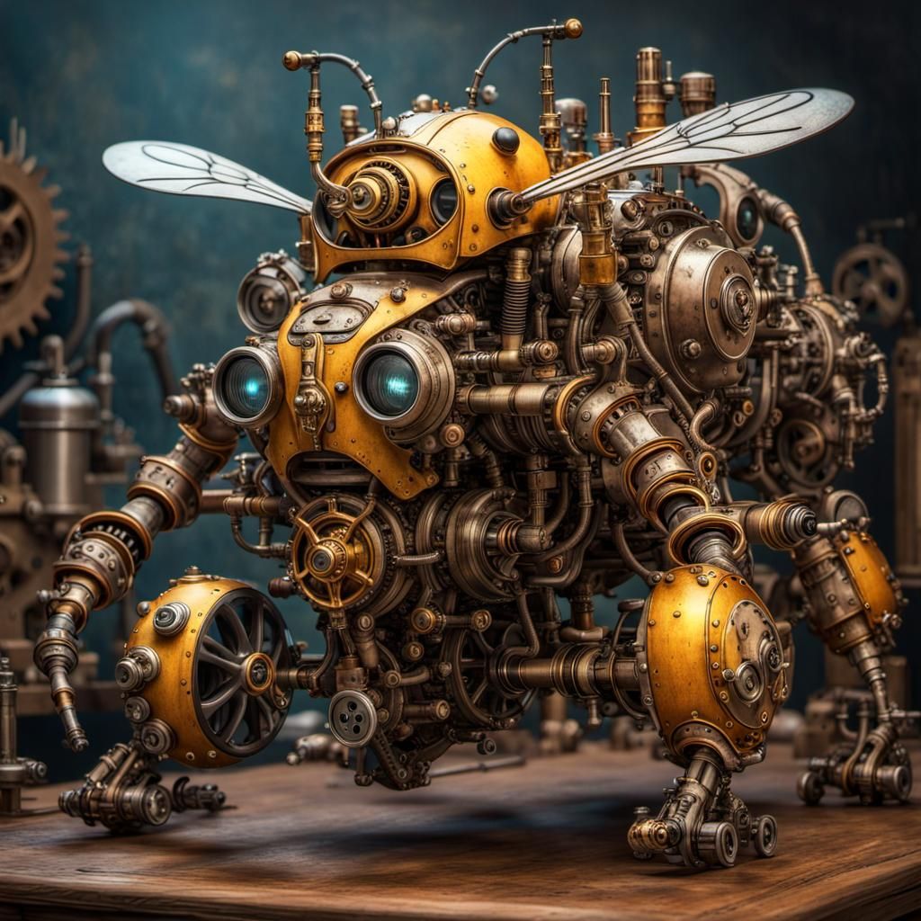 Intricate Steampunk Bumblebee Engine Masterpiece
