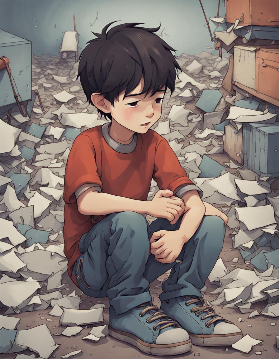 Boy in a Decaying World: AI Generated Art