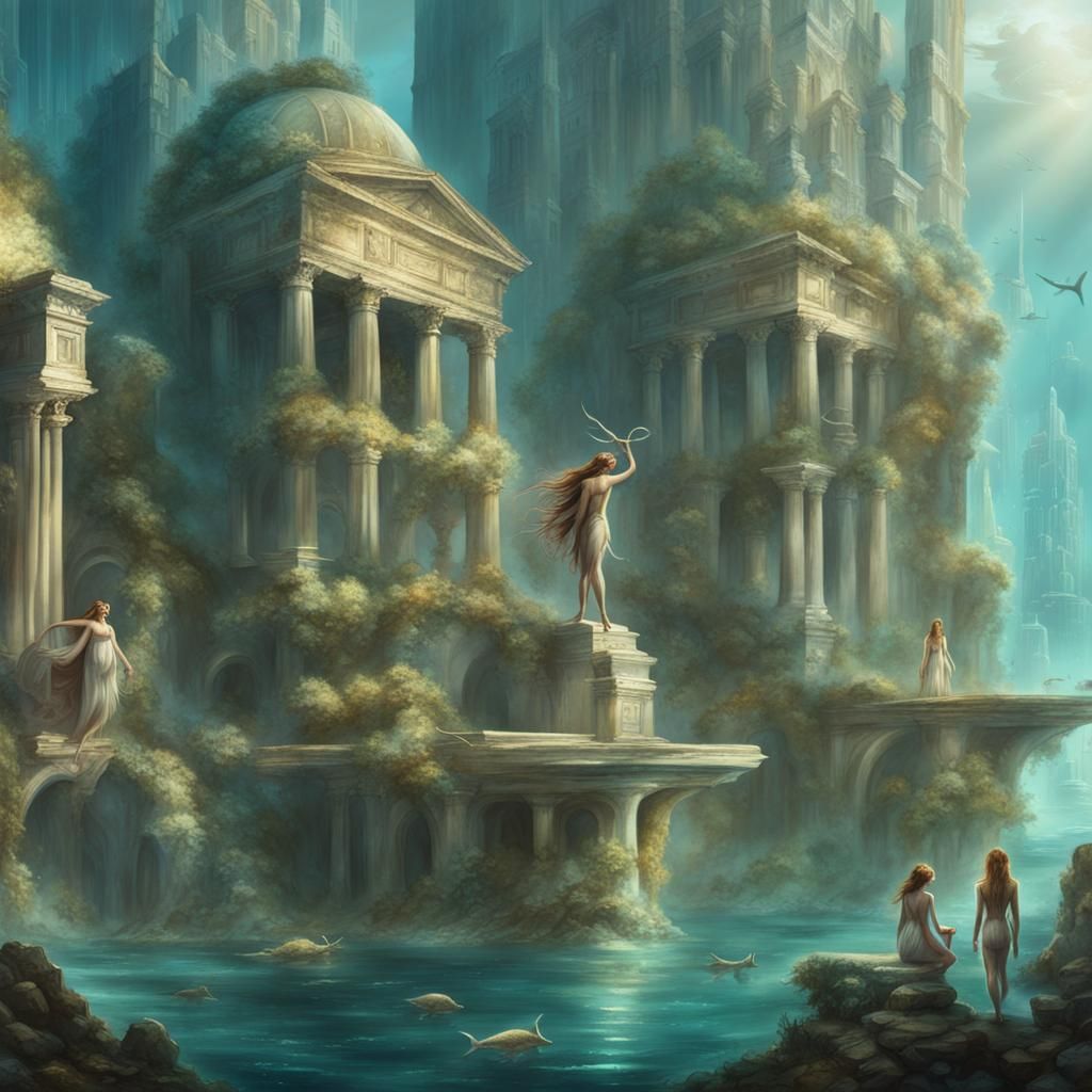 Futuristic Lost City with Sea Nymphs