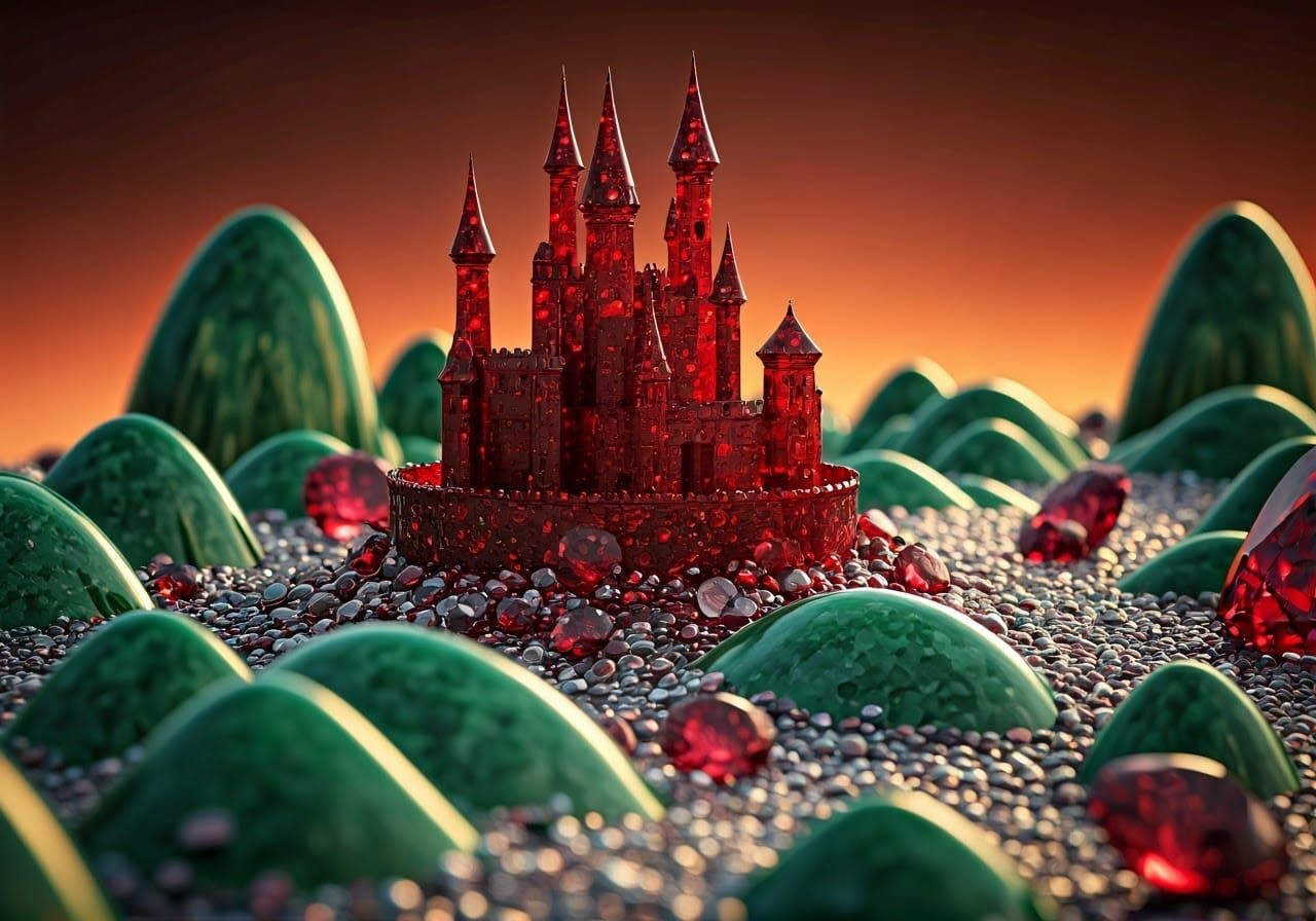 Regal Ruby Castle in a Gemstone Wonderland