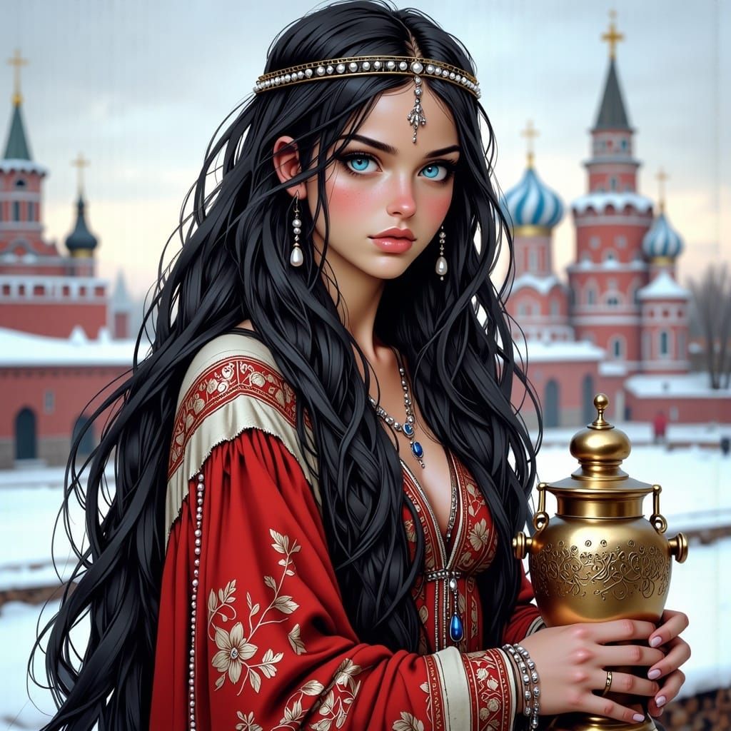Regal Russian Character in Anime Style