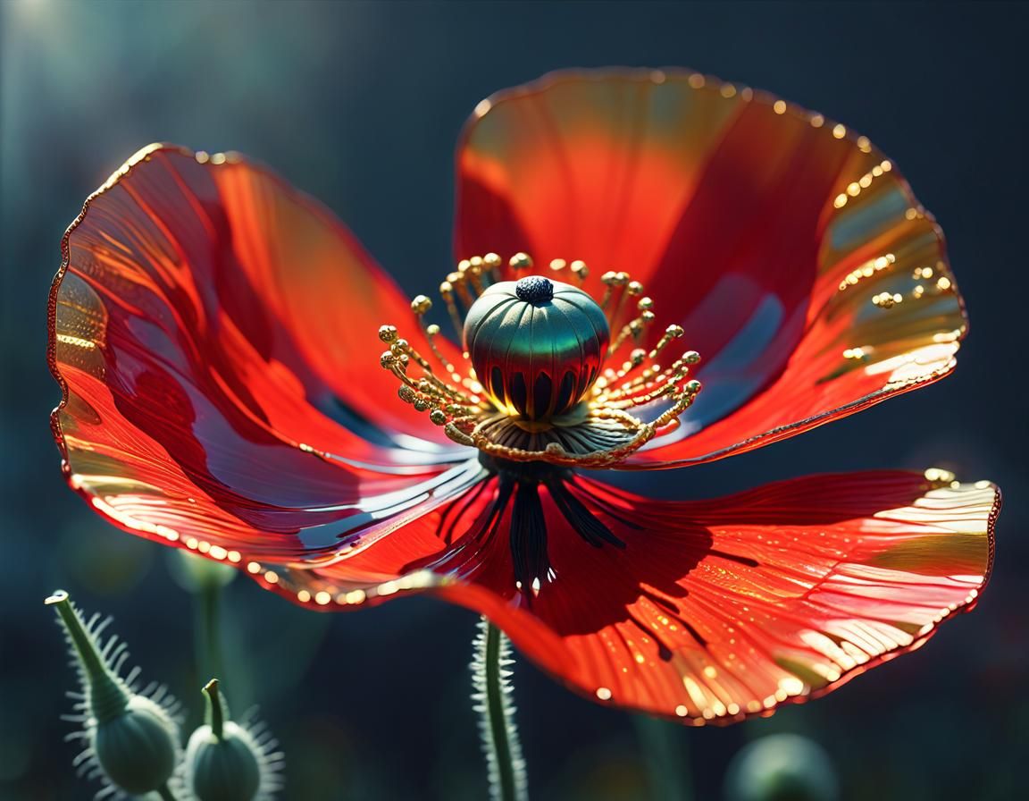 glass Open Poppy