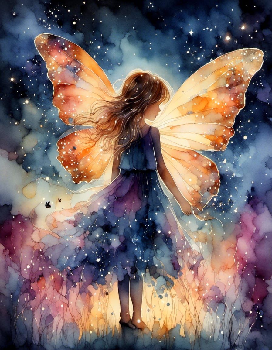 Nebula Butterfly in Watercolor Style