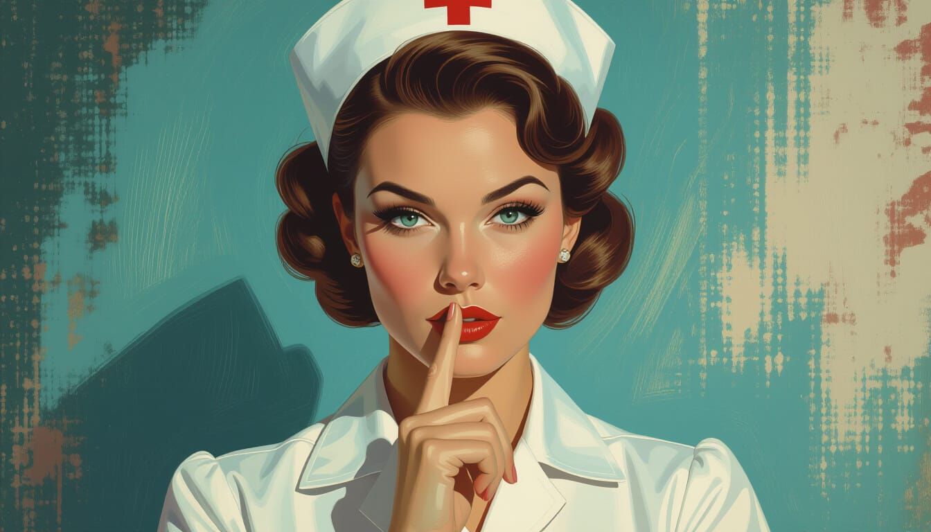 Nurse Demands Silence: Hyper-Realistic Digital Art