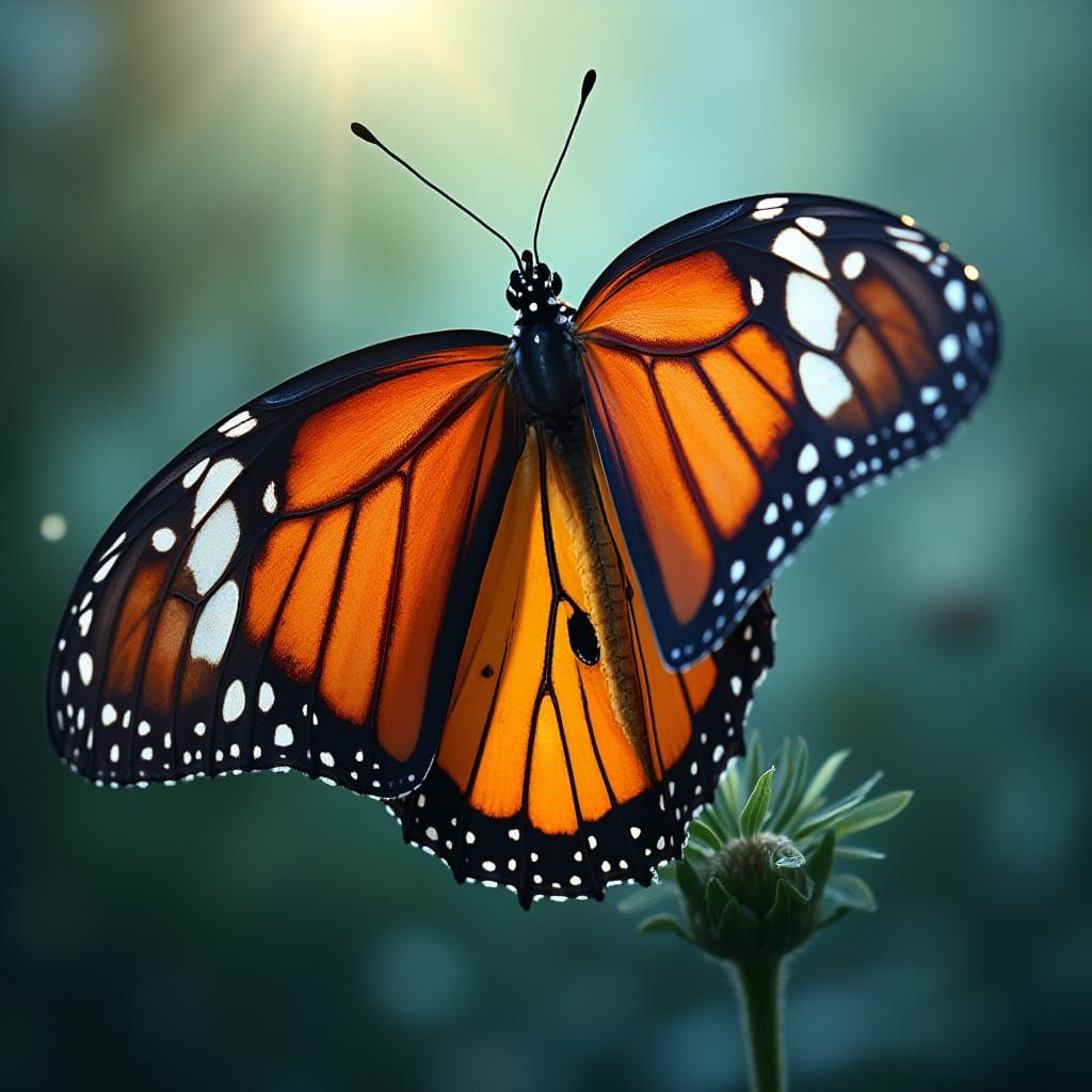 Hyperrealistic Monarch Butterfly Wing Macro Photograph